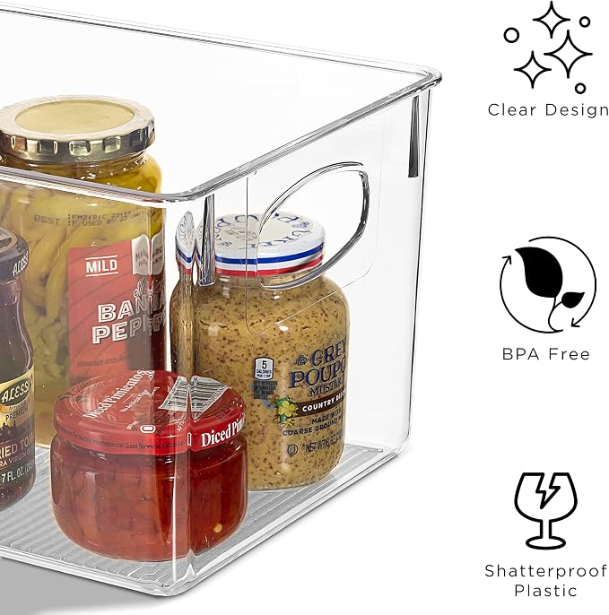 Sorbus Fridge Organizers and Storage, Clear Plastic Bins (Large, 8 Pack) | Easy-access organization for freezers, shelves, drawers, closets and pantries; supports sorting and visibility. - Image 5