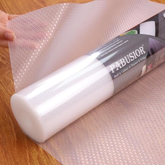 Shelf Liners for Cabinets Clear: 15.8" W x 240" L Drawer Liner for Kitchen by PABUSIOR