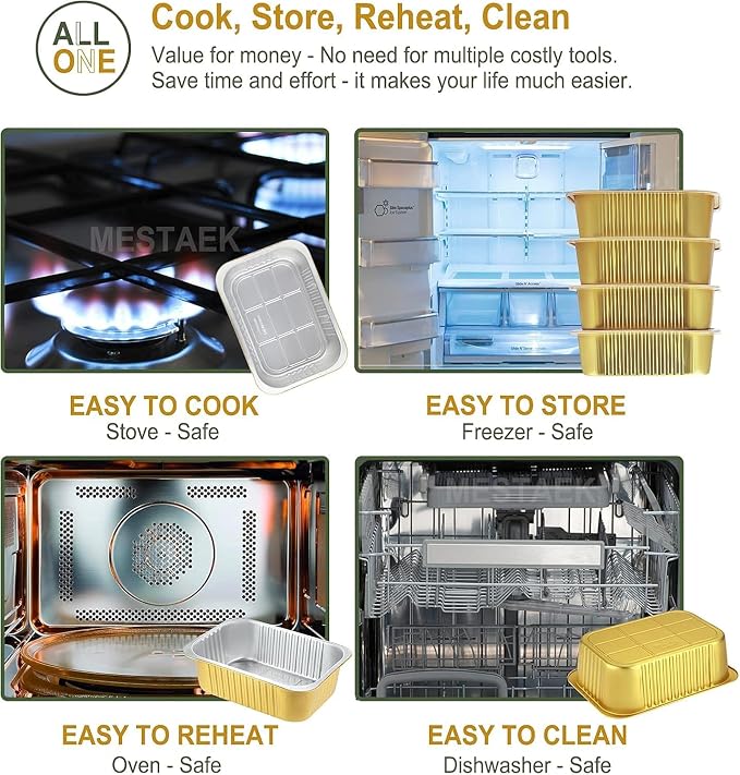 47oz Foil Pans with Lids, 50 Pack, 8.5 x 6.5 Inch - Image 8