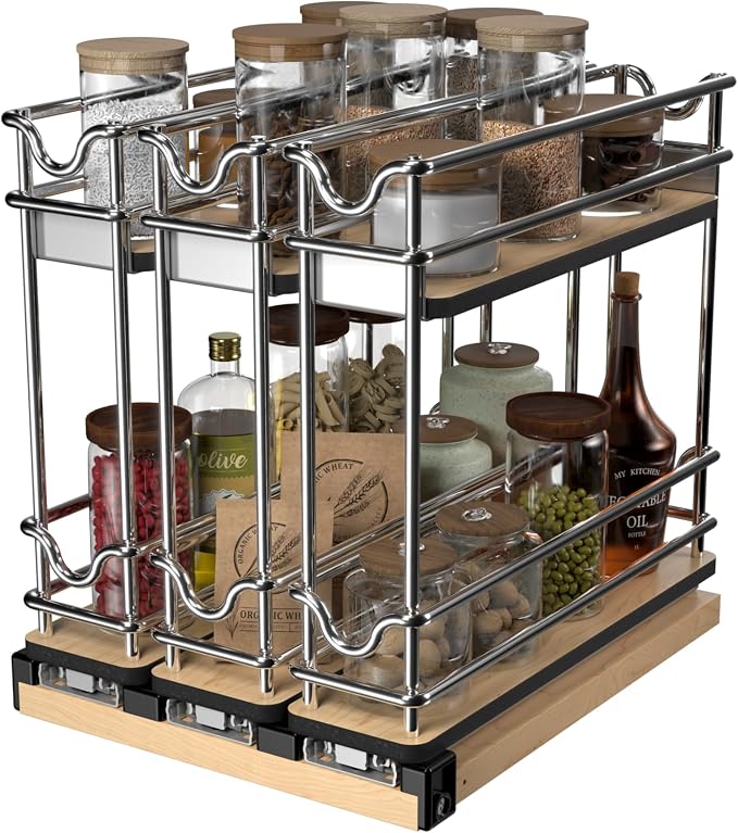 Rev-A-Shelf 9" Pullout Organizer, 2 Tier Triple Narrow Upright Shelf, 5WU2-9N3-1 - Image 16