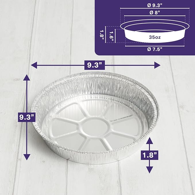 MATANA 40 Pack 9 Inch Round Aluminum Foil Pie Pans with Lids, Pie Tins Disposable for Cinnamon Rolls, Baking Tarts & Cakes, Pie Pan For Cooking, Storage, Roasting & Reheating - Image 4