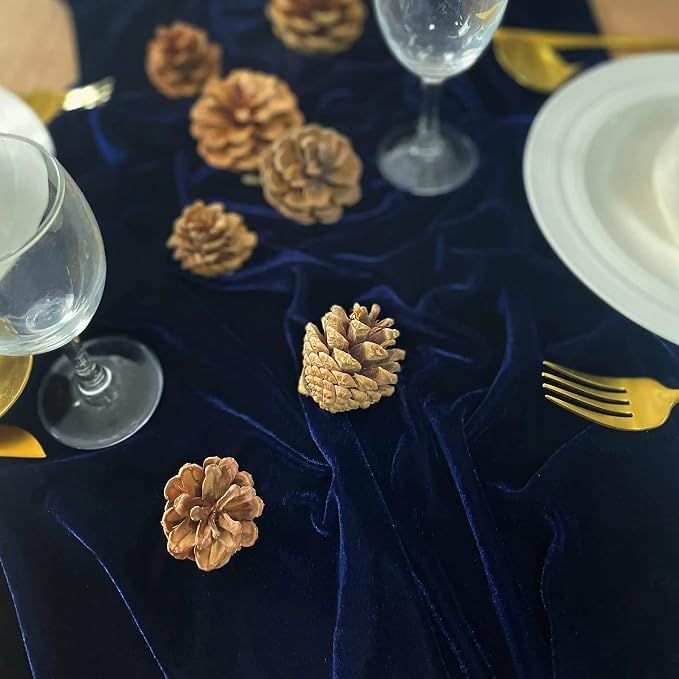 Velvet Table Runner, 5 Pack Luxurious Wedding Reception Decorations Soft Velvet Fabric Table Linen Overlay for Party (20 x 120 inch, Navy) - Image 2