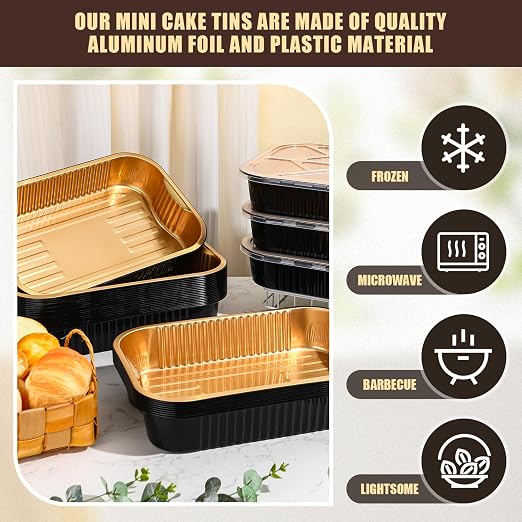 Baderke 30 Set Heavy Duty Aluminum Foil Pans with Lids 9x13, Black Gold | Double Thick Aluminum Foil Baking Pan, Food Container, Disposable for Heating Cooking Meal Prep Storage Freezer and Takeout - Image 3
