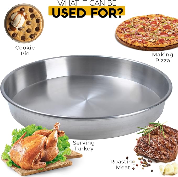 Alpine Cuisine Aluminum Oven Baking Tray 19-inch - Bakeware Pizza Cooking Pan for Oven - Durable Round Pizza Tray For Pie Cookie - Healthy & Heavy Duty, Rust Free & Dishwasher Safe - Image 5
