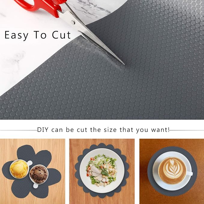 Shelf Liner Kitchen Cabinet Drawer Mats, 23.6"W x 236.2"L Non Adhesive Grey - Image 3