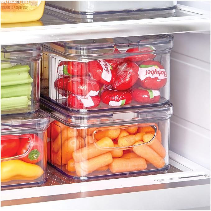iDesign Stackable Fridge Organizer Bins with Lids for Fresh Produce - Set of 3 - Clear - Image 6