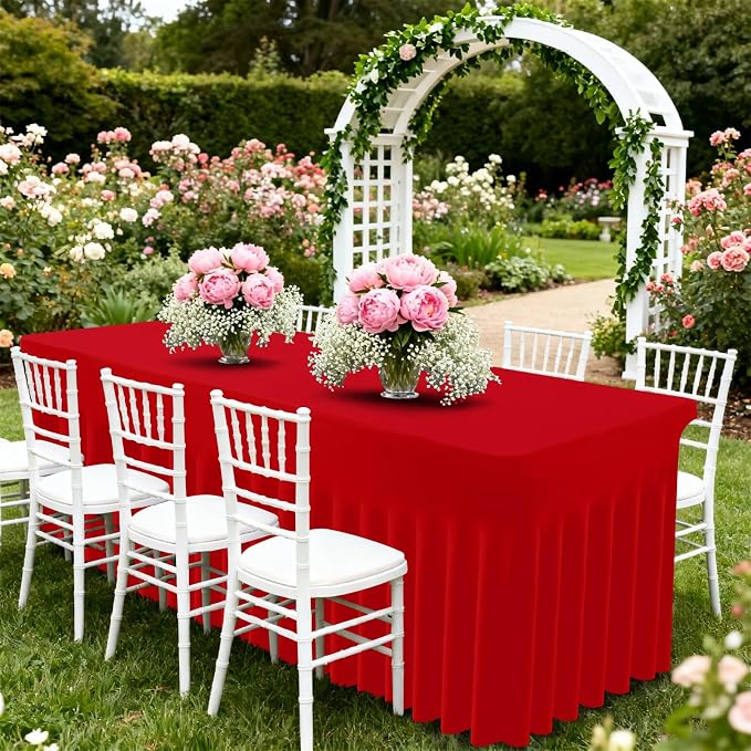 Moosfor 2 Pack Spandex Fitted Rectangle Tablecloth, Elastic Table Skirt - Image 7