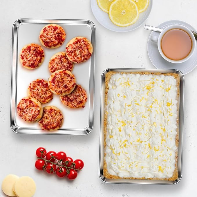 Homikit 1 Pack 10x8 Inches Small Stainless Steel Baking Sheet | Non Stick Cookie Pan for Baking, Metal Toaster Oven Bacon Tray, Non Toxic, Rustproof, Dishwasher Safe, Mirror Finish - Image 7