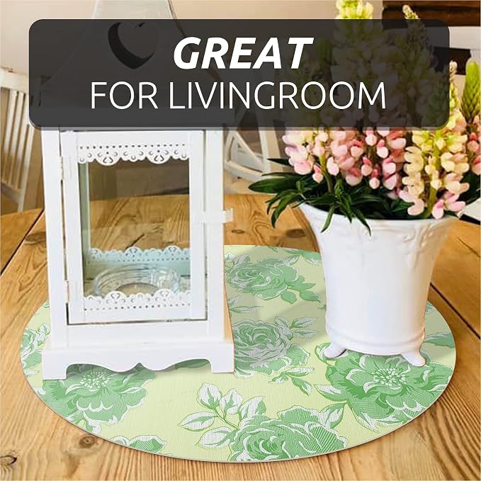 FIFTY FEET 18X96 Inch Shelf Liner for Kitchen Cabinets, PVC Drawer Liner for Dresser Non-Slip Bathroom, Non-Adhesive Cabinet Liner Washable (Green Flower)(1 Roll) - Image 5