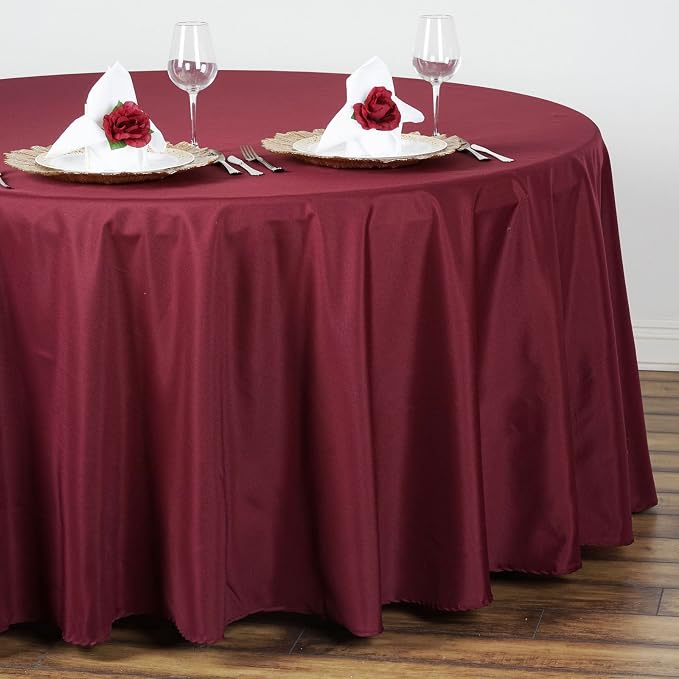 Balsa Circle 6 pcs 108 inch Burgundy Round Polyester Tablecloths Fabric Table Cover Linens for Wedding Party Banquet Reception Events Kitchen Dining - Image 5