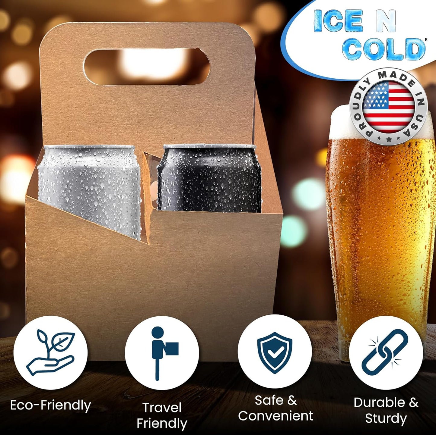 2 Cup Drink Carrier with Handle | Kraft Paperboard Cup Holder | Disposable Cup Holder for Hot or Cold Drinks | Cup Carrier for Food Delivery Services, Uber Eats, Door Dash (50)