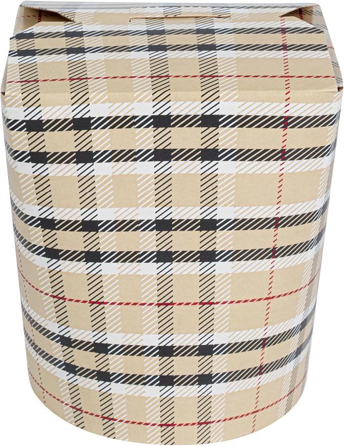 Restaurantware-Bio Tek 3.2 x 2.9 x 4 Inch Food Containers, 200 Noodle Takeaway Boxes - Disposable, Sturdy, Plaid Paper 16 Ounce Take Out Boxes, Round, For Hot Or Cold Foods - Image 11