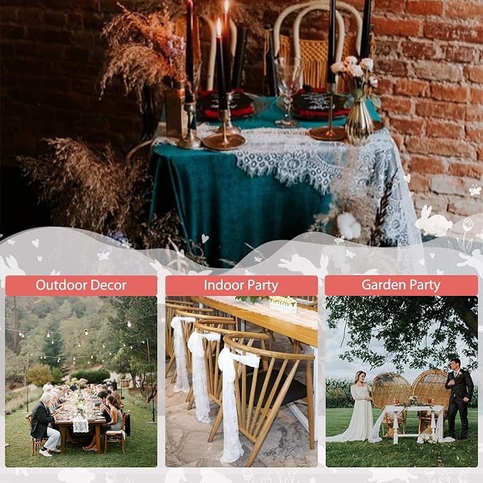White Lace Table Runner 2 Pieces 14x120 Inch Vintage Rustic Farmhouse Chic - Image 3