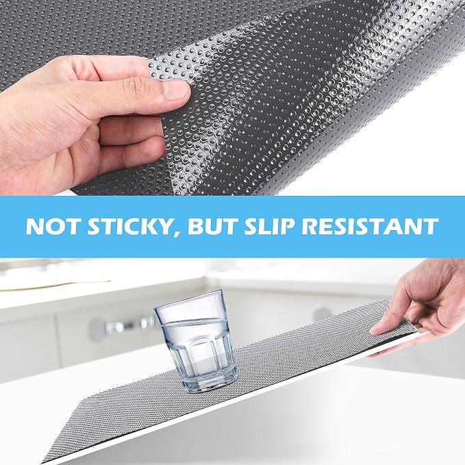 Drawer Liners, Waterproof Shelf Liner, Anti-Slip Non-Adhesive BPA Free Kitchen Cupboard Cabinet Liner Refridge Fridge Mats Sink Protector Strong Durable for Home (Grey/11.8in x 20Ft) - Image 3