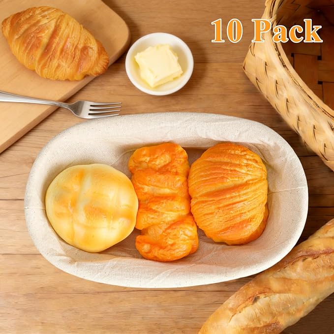 Nisorpa 10 Set Oval Banneton Bread Proofing Basket,10 Inch | Sourdough Banneton Basket, Bread Baking Bowl Kit with Cloth Liners and Dough Scrapers, For Home Bakery Bread Bakers - Image 2