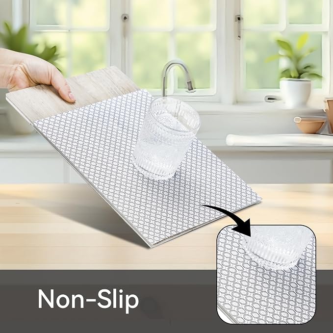 FIFTY FEET 20"x120" Non-Adhesive Shelf Liner for Kitchen Cabinets and Drawers, Washable Non-Slip PVC Cabinet Liner (Black Circle)(1 Roll) - Image 2