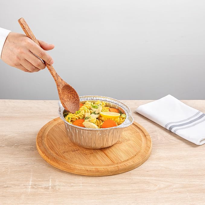 Foil Lux 34 Ounce Pans And Lids, 100 Disposable Pots With Lids - Oven-Ready, Stove Compatible, Aluminum Foil Baking Pans, Freezable, For Outdoor Camping, Vacation, Picnic, And More - Restaurantware - Image 5