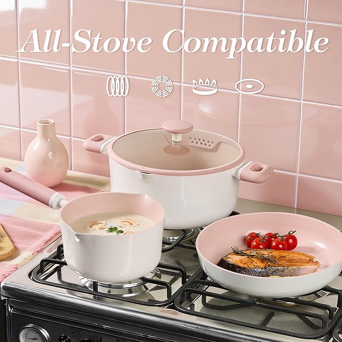 CAROTE Pots and Pans Set, Ceramic Cookware Set, 15pcs - Image 5