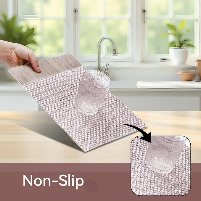 FIFTY FEET 18"x96" Non-Adhesive Shelf Liner for Kitchen Cabinets and Drawers, Washable Non-Slip PVC Cabinet Liner (Red Circle)(4 Roll) - Image 2