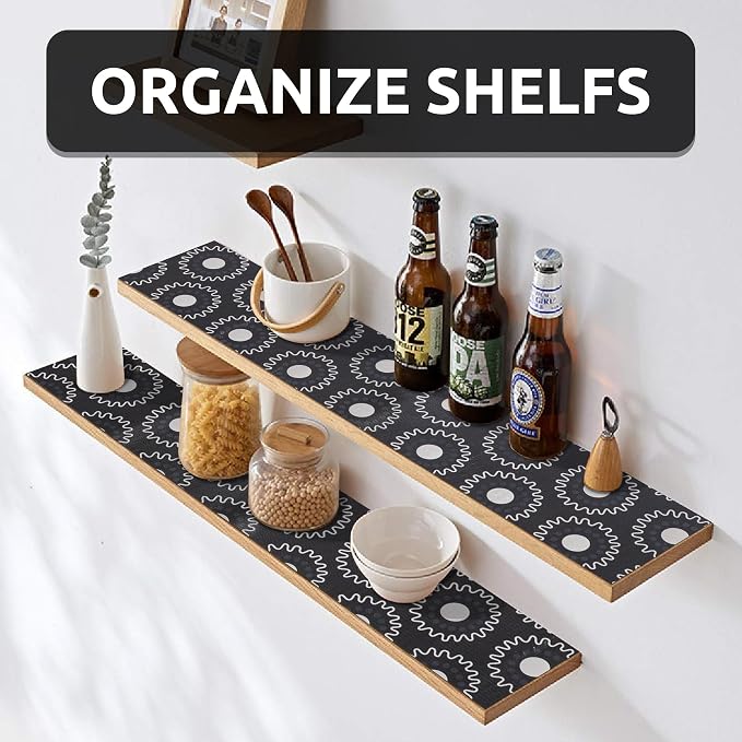 12X120 Inch Shelf Liner for Kitchen Cabinets, PVC Drawer Liner for Dresser Non-Slip Bathroom, Non-Adhesive Cabinet Liner Washable (Black Circle)(1 Roll) - Image 4