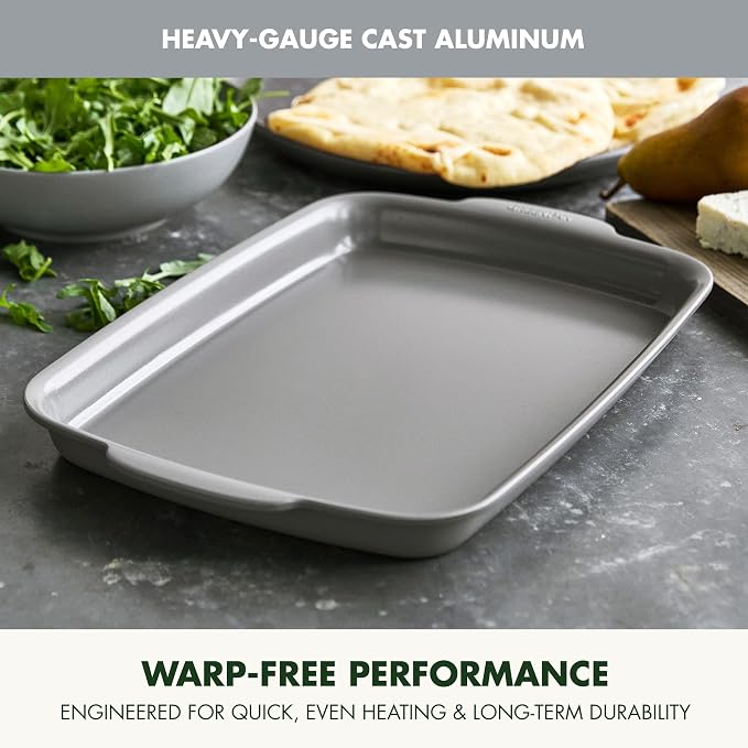 GreenPan Premiere Ovenware Healthy Ceramic Nonstick 13" x 9" Quarter Sheet Baking Pan, PFAS-Free, Warp-Free Bakeware, Durable Quick Heating, Oven & Broiler Safe to 600F, Dishwasher Safe, Gray - Image 6