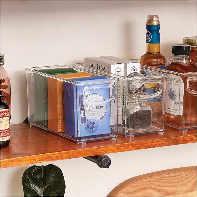 iDesign Slim Clear Plastic Stackable Storage Bin, Tall Narrow, 4-Pack | Kitchen or Pantry Organizer - Image 3