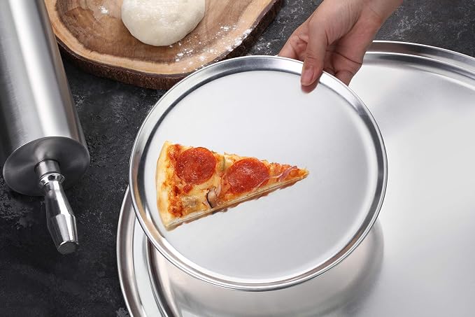New Star Foodservice Restaurant-Grade Aluminum Pizza Pan, Baking Tray, Coupe Style, 14-Inch, Pack of 6 - Image 8