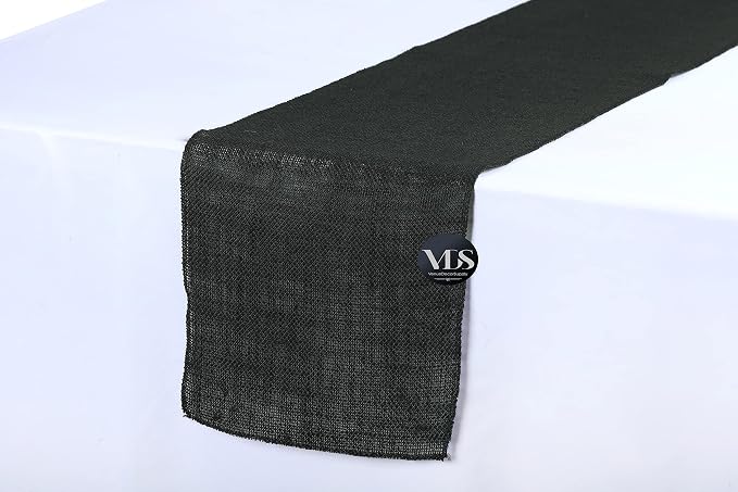 VDS Pack of 5, Burlap Table Runner 100% Natural Jute Rustic Hessian Table Cloth Centrepiece for Wedding Bridal Shower Birthday Event Party Banquet Table Decoration (Size 12X108 Inch)(Black) by VDS