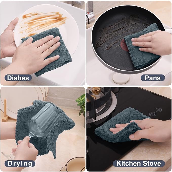 Homaxy Super Soft 16 Pack Coral Velvet Dish Cloths, 10" x 10", Dark Grey - Image 6