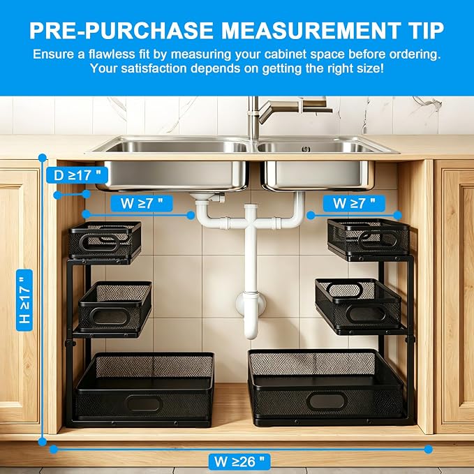 Thickened Meta 3-Tier Pull Out Under Sink Organizer 2 Pack - Image 5