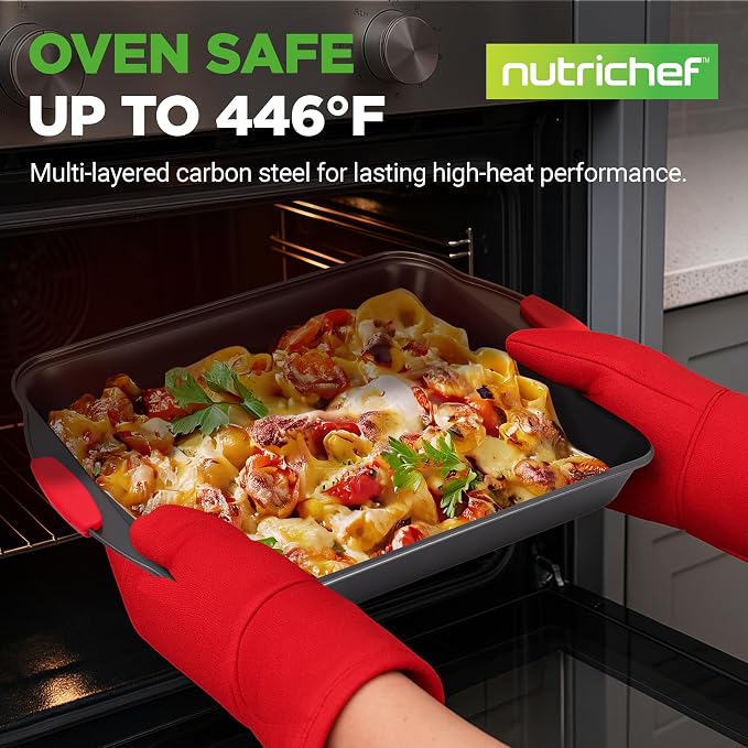 NutriChef Baking Pans Set - 6 Piece Bakeware with Nonstick Carbon Steel for Easy Release and Cleanup, Durable and Versatile Design, Includes Cookie Sheet, Loaf Pan, Muffin Tin & More - Image 2