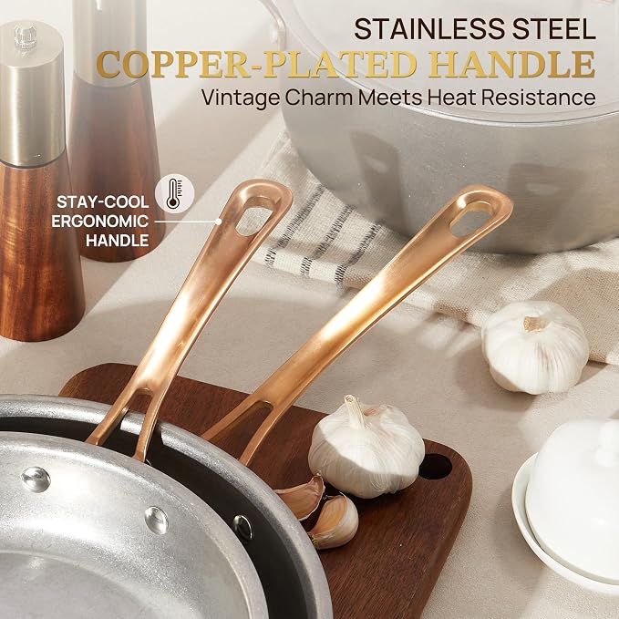 KOKHUB Vintage 10 Pcs Stainless Steel Pots and Pans Set Non Toxic - Image 6