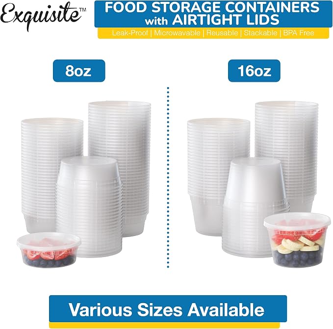 Exquisite Disposable 8 oz Rectangular Plastic Deli Containers - 240 Count, Leak-Resistant, Stackable, Microwave & Freezer Safe - Image 4