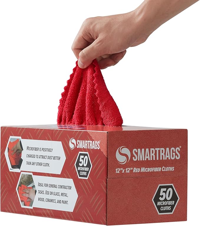 Arkwright Smart Rags Microfiber Cleaning Cloths Bulk, Case of 400, Lint Free 180 GSM Reusable Towels for Auto, Office and Household Cleaning, 12 x 12 in, Red - Image 3