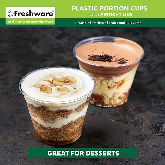 Freshware Plastic Portion Cups with Lids [5.5 Ounce, 200 Sets] Souffle, Jello Shot, Condiment Sauce Containers For Sampling, Sauce, Snack or Dressing (Pack of 2) - Image 4