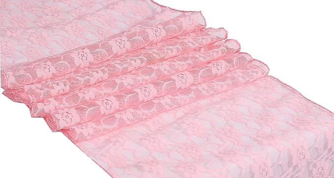 VDS Pack of 20 Floral Lace Table Runners Centerpiece Cloth Linen for Wedding Bithday Graduation Engagement Ceremony Events Party Banquets Table Decoration (12x108 inch) (Blush Pink) by VDS
