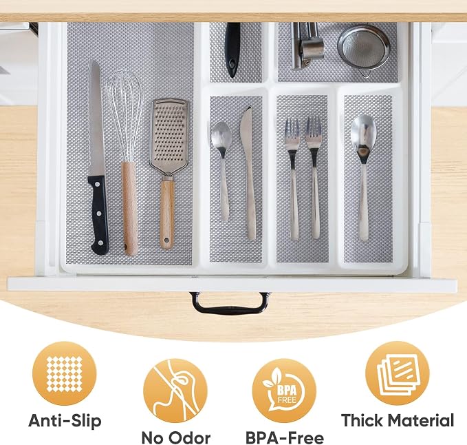 BALEINE Non-Adhesive Drawer Shelf Liners for Kitchen Cabinets, 12'' x 30' - Image 2