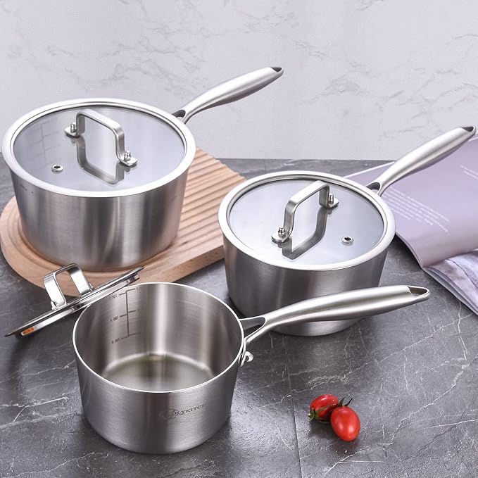 LOLYKITCH 1.5-2.5-3.0 QT Stainless Steel Saucepan Set of 3 - Image 3
