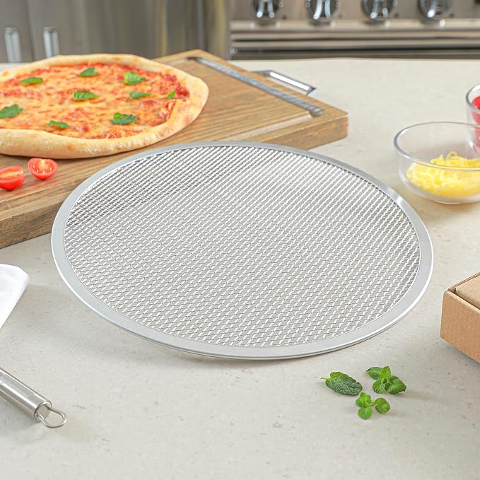 Restaurantware 13 Inch Aluminum Pizza Screen Pack of 72 Mesh Baking Tool For Crispy Crust, Lightweight Stackable Seamless Rim Rust-Resistant Baking Screen, Reusable for Pizzerias, Home Oven Use - Image 3