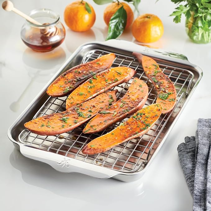 Hestan Provisions OvenBond – 9" x 12.5" Tri-ply Clad Stainless Steel Quarter Sheet Pan with Rack - Image 7