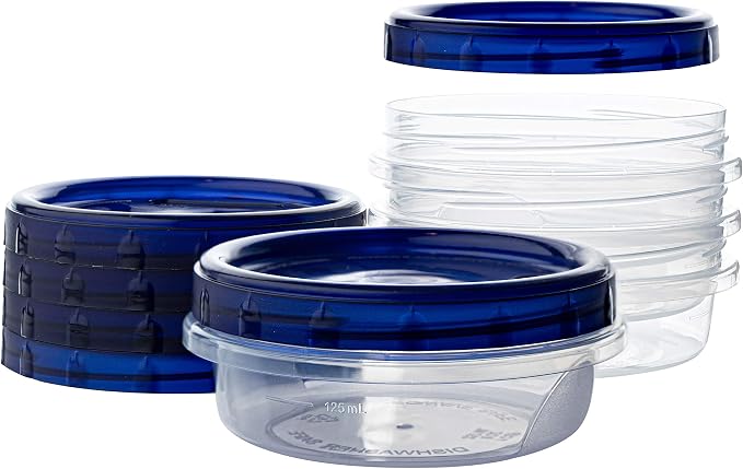 PLASTICPRO [8 oz 8 Pack] Twist Top Deli Containers Clear bottom With blue Top Twist on Lids Reusable, Stackable, Food Storage Freezer Container - Image 8