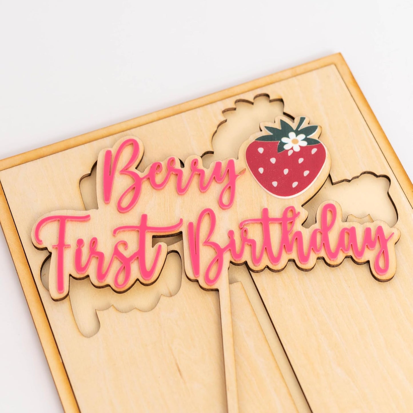 Berry First Birthday Cake Topper - Strawberry Cake Topper, Sweet One Birthday Cake Decoration for 1st Birthday Party, Anniversary, Baby Shower, Photo Booth Props, Cake Smash…