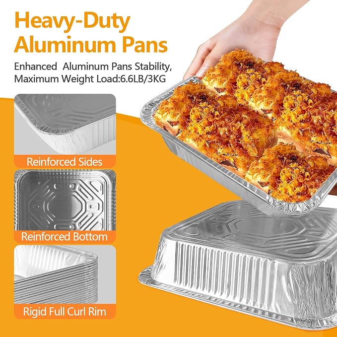 10 Pack Thickened 9x13 Aluminum Foil Pans - Image 3