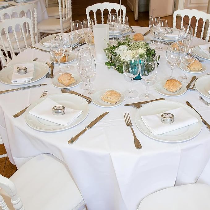 sancua 90 Inch Round Tablecloth Fit 30-72 Inch Tables, White 6 Pack Circle - Image 4