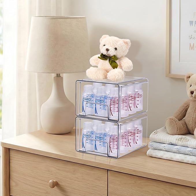 Sorbus Clear Stackable Storage Drawers with Handles (Large, 4 Pack) - Image 4