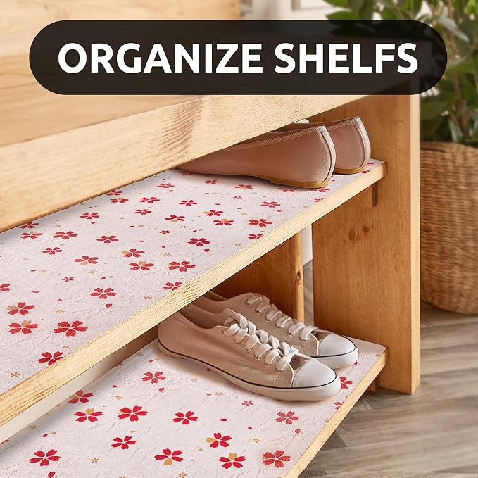 RAY STAR 18X96 Inch Shelf Liner for Kitchen Cabinets, Non-Adhesive Cabinet Liner Washable, PVC Drawer Liner for Dresser Non-Slip Bathroom (Red Floral)(2 Roll) - Image 3