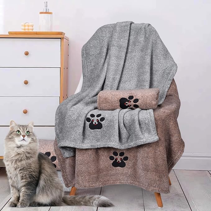 Dogvingpk Dog Towels for Drying Dogs - Super Absorbent Soft Quick Dry Microfiber Pet Bath Towel for Medium & Small Dogs, 36 * 28 Inch Grey - Image 5