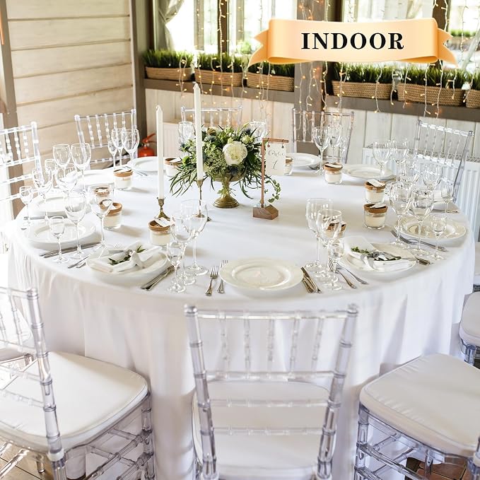 sancua 90 Inch Round Tablecloth Fit 30-72 Inch Tables, White 6 Pack Circle - Image 2