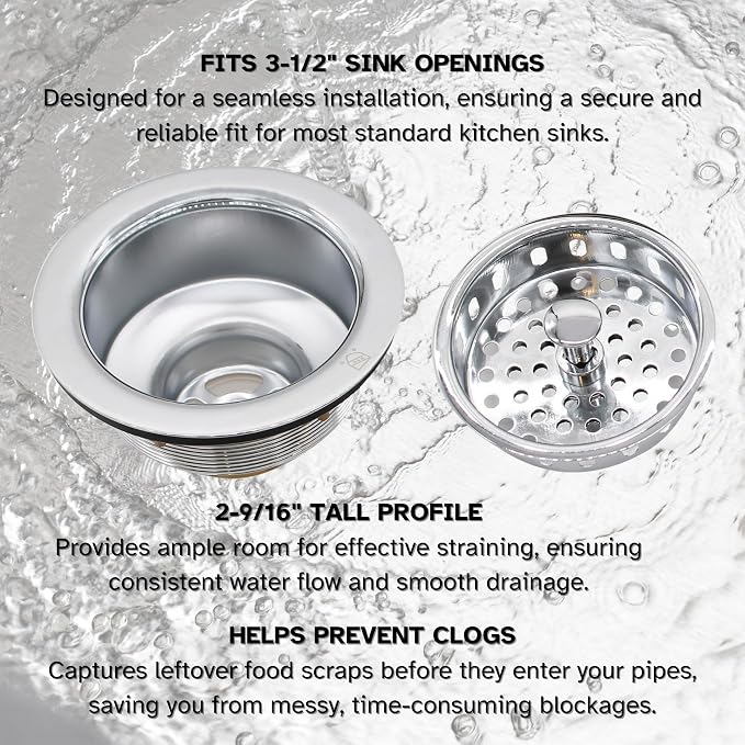 Westbrass R214-26 3-1/2-Inch Post Basket Strainer, Polished Chrome - Image 9