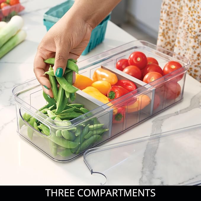 iDesign Large Fridge Organizer Bin, Clear/Gray, Set of 3 - Image 7